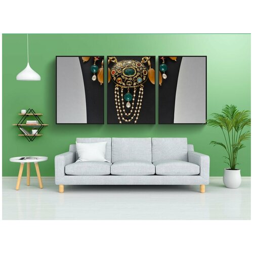 фото Набор модулных постеров для интерьера "каменные украшения, ожерелье, фотосессия" 60x90 см. в тубусе, без рамки lotsprints