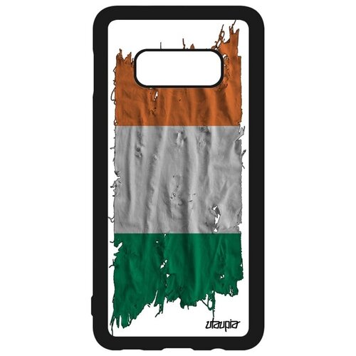 фото Противоударный чехол на смартфон // galaxy s10e // "флаг ирландии на ткани" государственный дизайн, utaupia, белый