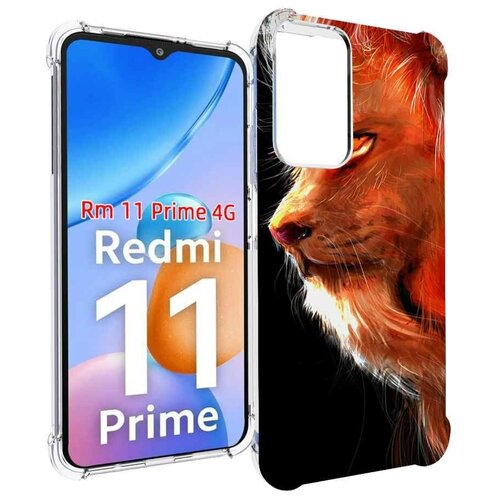 Чехол MyPads Арт-рисунок-льва мужской для Xiaomi Redmi 11 Prime 4G задняя-панель-накладка-бампер чехол mypads арт рисунок льва мужской для xiaomi redmi k60e задняя панель накладка бампер