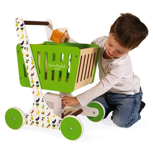 Каталка с ручкой Janod «Тележка для супермаркета» J06579