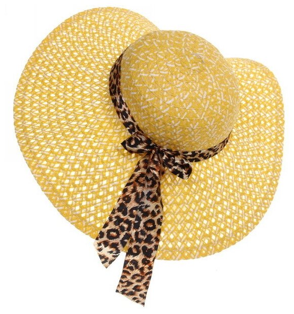 Шляпа женская с широкими полями "TiraMiSu- Стелла", микс 8 цветов, р58, ширина полей 14 см