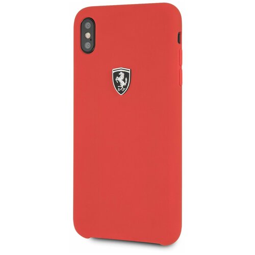 фото Чехол ferrari для iphone xs max silicone rubber silver logo hard red