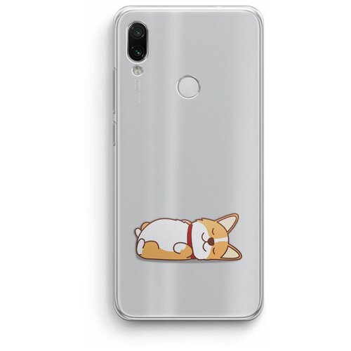 фото Силиконовый чехол xiaomi redmi note 7 pro / сяоми редми нот 7 про "sleeping dog", прозрачный print it!