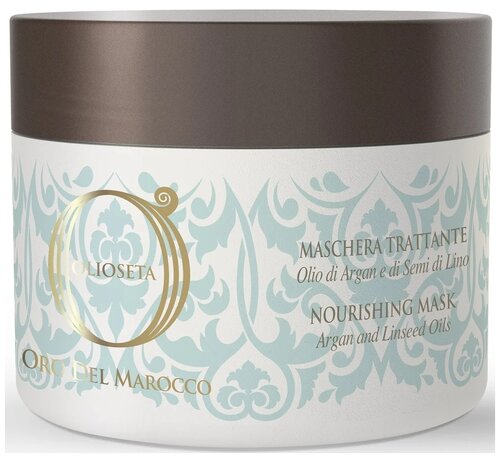 Barex Olioseta Oro del Marocco Питательная маска с маслом арганы и маслом семян льна для волос, 550 г, 500 мл, банка