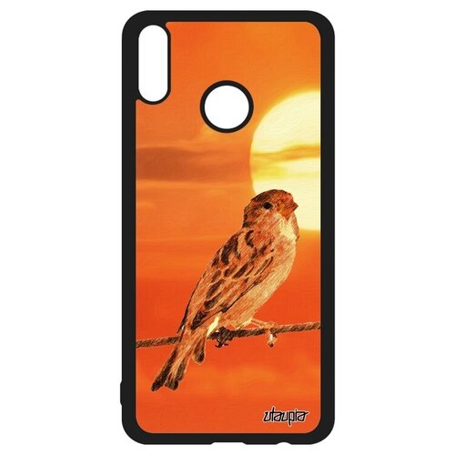 фото Качественный чехол на смартфон // honor 8x // "воробей" домовый дизайн, utaupia, оранжевый
