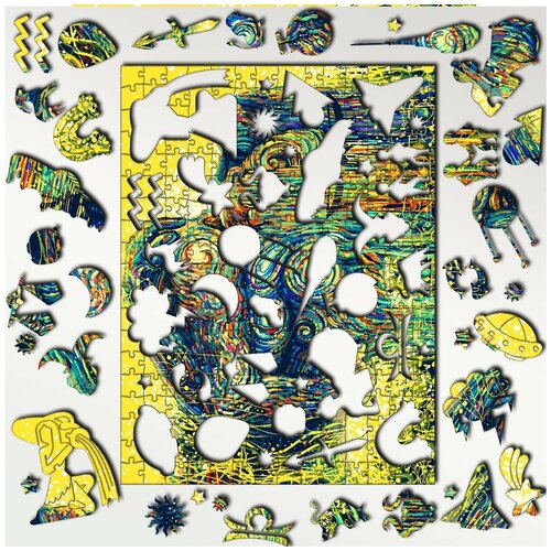 Пазл деревянный с фигурками из дерева 340 деталей 36х27 см космос эзотерика, астрология, гороскоп - 855