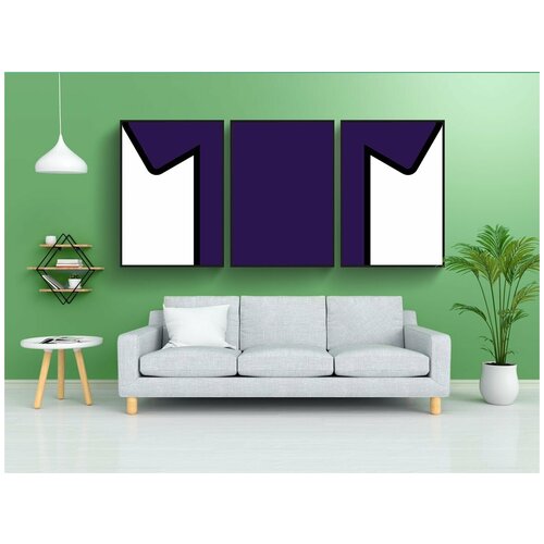 фото Модульный постер "тройник, рубашка, фиолетовый" 180x90 см. из 3х частей в тубусе, без рамки lotsprints