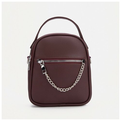 фото Саквояж, отдел на молнии, 2 наружных кармана, длинный ремень, ручка, цвет бордовый noname