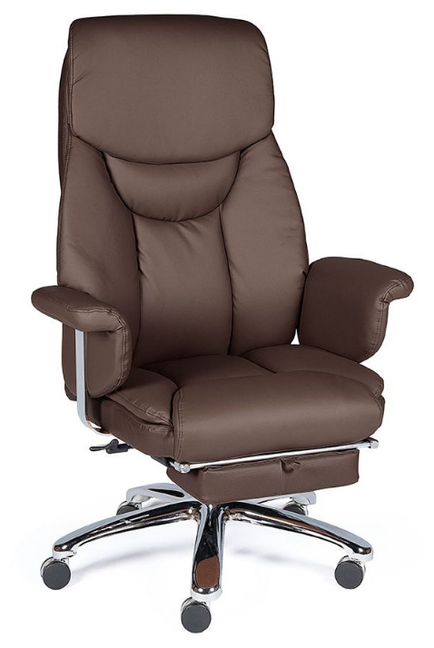 Компьютерное кресло для руководителя Norden Парламент / (brown) сталь + хром / темно-коричневая экокожа