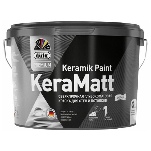 Краска для стен и потолков сверхпрочная Dufa Premium KeraMatt Keramik Paint глубокоматовая база 3 9 л интерьерная латексная краска dufa premium вд satin