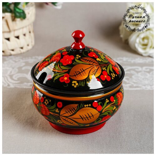 Сахарница, большая, 15×10 см, хохлома (1шт.)