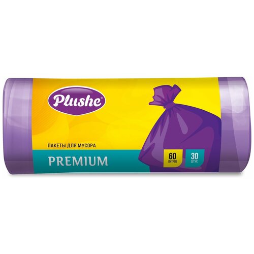 Мешки для Мусора Plushe Premium 60л (29*68) 30 шт, 11мкм, фиолет, 35 в кор