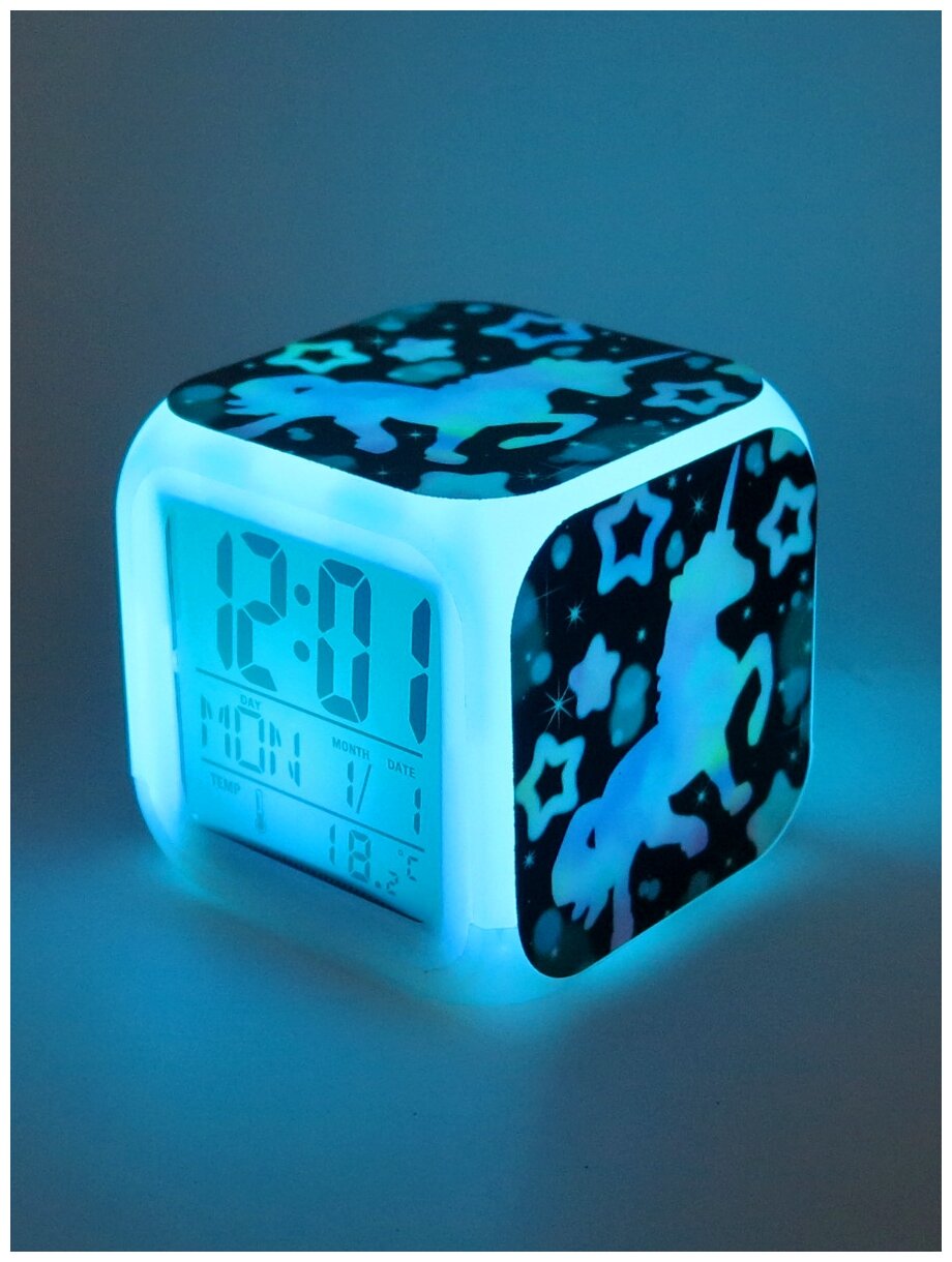 Часы-будильник Единорог с подсветкой №22 - фотография № 4