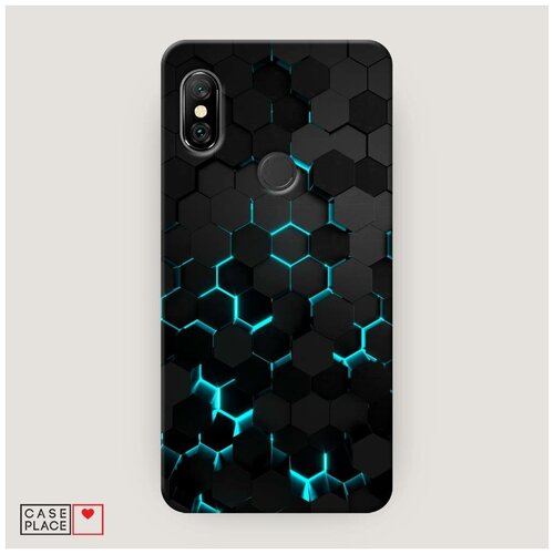 фото Чехол пластиковый xiaomi redmi note 6 pro соты бирюзовые case place
