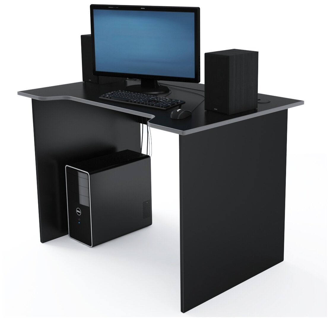 Дизайн Фабрика компьютерный стол Jedi, ШхГхВ: 110х74х73.2 см, цвет: черный/серый - фотография № 1