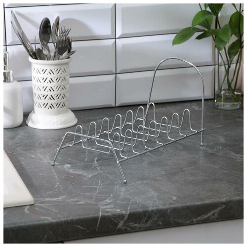 Сушилка для тарелок на 7 предметов Доляна, 28×14×13 см, цвет хром