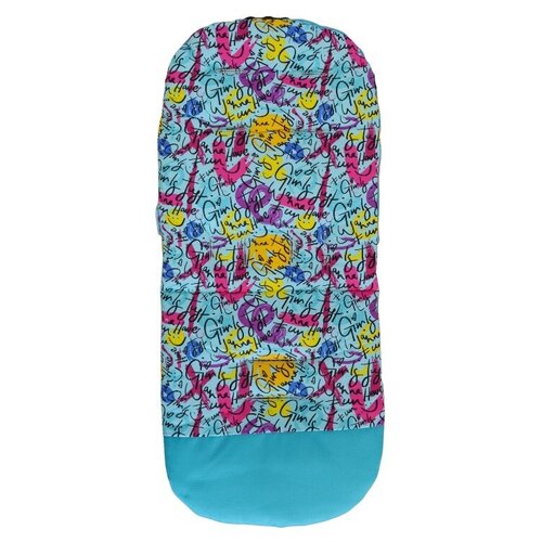 Матрасик двухсторонний в коляску. Надписи/Голубой