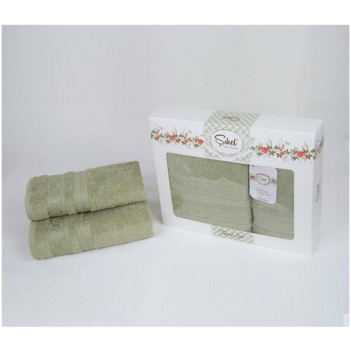 фото Ambiance набор полотенец qiana цвет: зелёный br20422 (50х90 см,70х140 см)