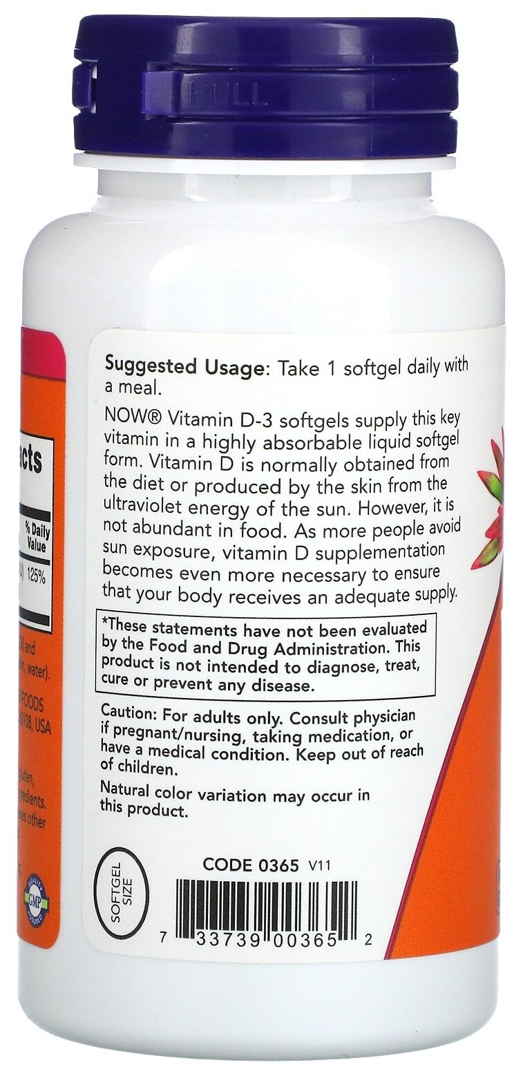 Vitamin D-3 капс., 1000 ME, 110 г, 180 шт.