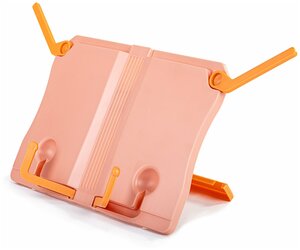 Подставка для книг юнландия, регулируемый наклон, прочный ABC-пластик, розовая, 237906