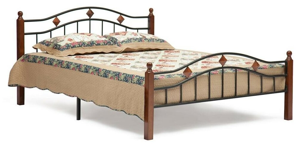Кровать TetChair AT-126 двуспальная, размер (ДхШ): 200х160 см, цвет: черный/коричневый