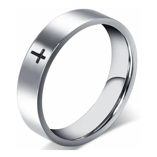 фото Тонкое кольцо с крестом из стали r145, размер 20 mr. morgan