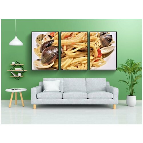фото Набор модулных постеров для интерьера "моллюски, спагетти, помидоры" 60x90 см. в тубусе, без рамки lotsprints