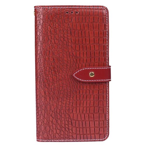 фото Чехол-книжка mypads для iphone 11 (айфон 11) 6.1 с фактурной прошивкой рельефа кожи крокодила с застежкой и визитницей красный