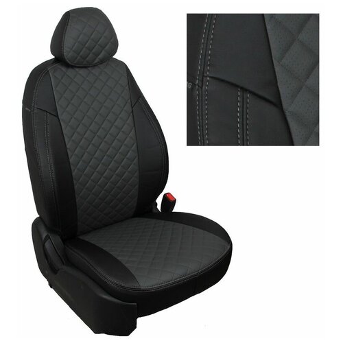 фото Чехлы на hyundai tucson 3 2004-2020 экокожа черный, серый автопилот kha-tu-t3-chets-r