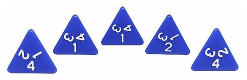 Четырехгранный кубик (D4), 5 шт, синий (для DnD (ДнД), Pathfinder, настольных, трансформационных игр, обучению детей счету)