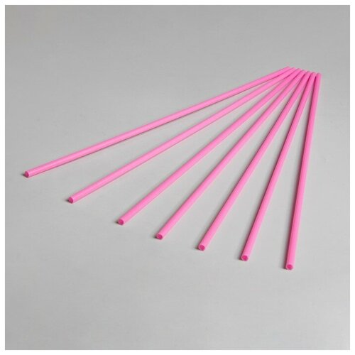 Трубочка для шаров, флагштоков и сахарной ваты, длина 41 см, d=6 мм, цвет светло-розовый