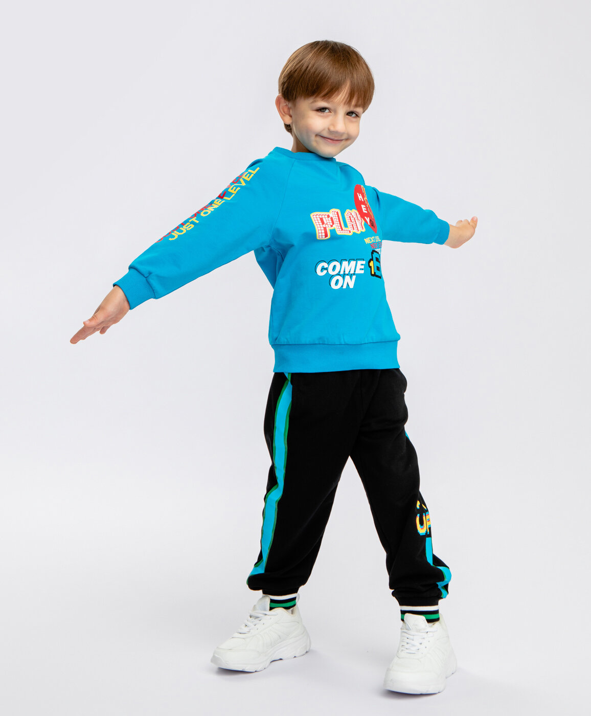 Брюки спортивные Button Blue, размер 104, черный