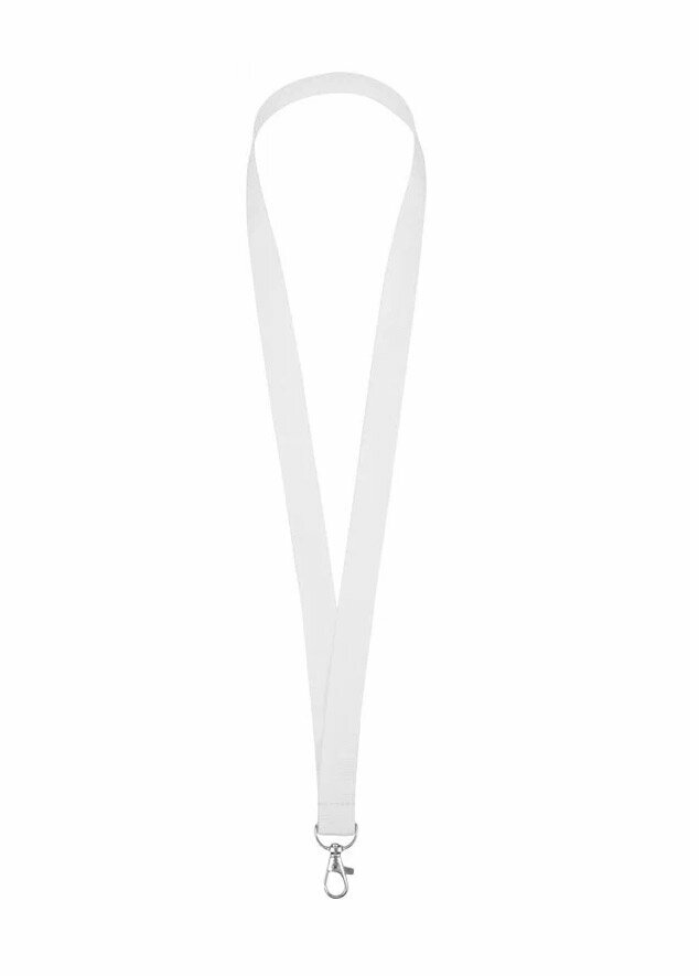 Ланъярд (шнурок) для бейджа с карабином 15 мм, 1 шт, белый
