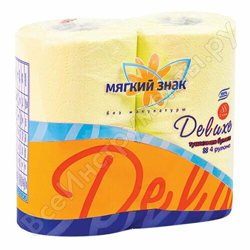 Двухслойная бумага мягкий знак DELUXE туалетная бумага мягкий знак deluxe двухслойная 4 шт белый