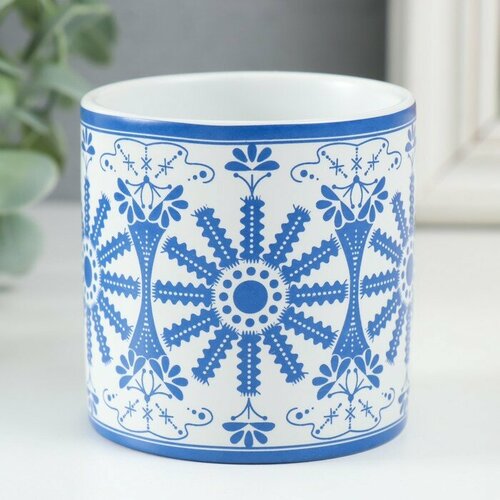 Банка для свечей керамика Цветочная роспись 200 мл 73х73х73 см 594₽