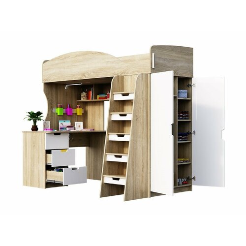 Кровать-чердак Сэнди Сонома Белый глянец 41808₽