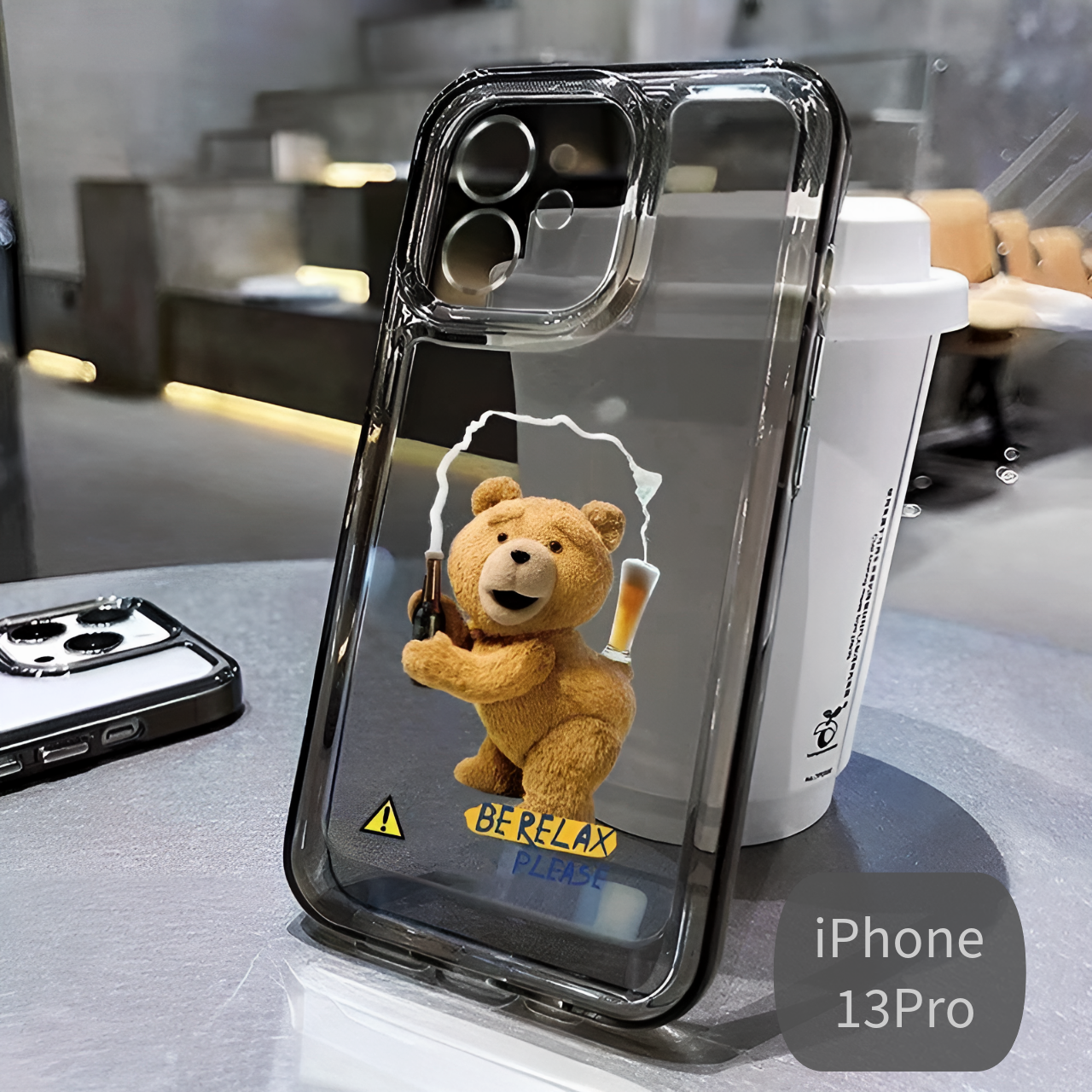Чехол на айфон 13 про с мишкой Тедди Be Relax (темный) - Чехол iPhone 13 pro с мишкой Teddy
