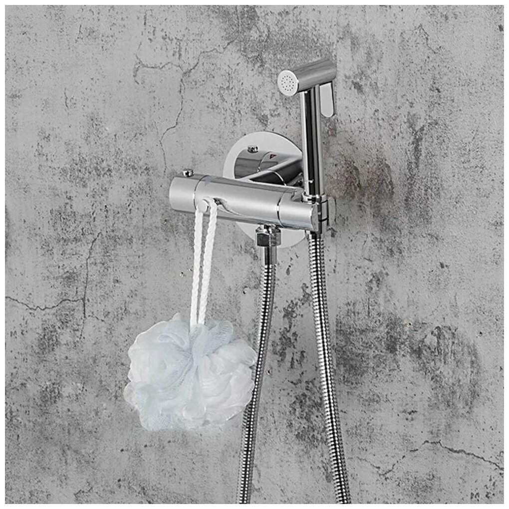 Встраиваемый гигиенический душ с термостатом и крючком Gappo G7290, хром — фото 1