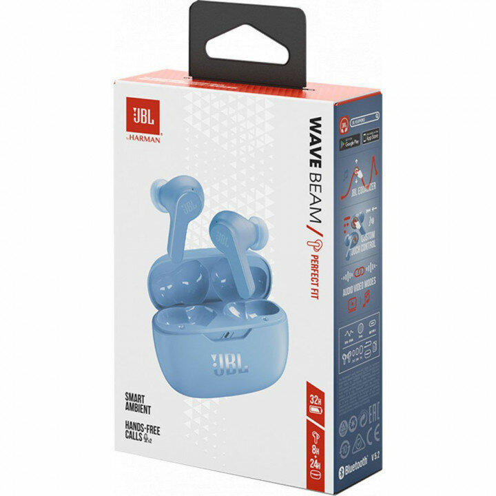 Беспроводные наушники JBL Wave Beam синий голубой