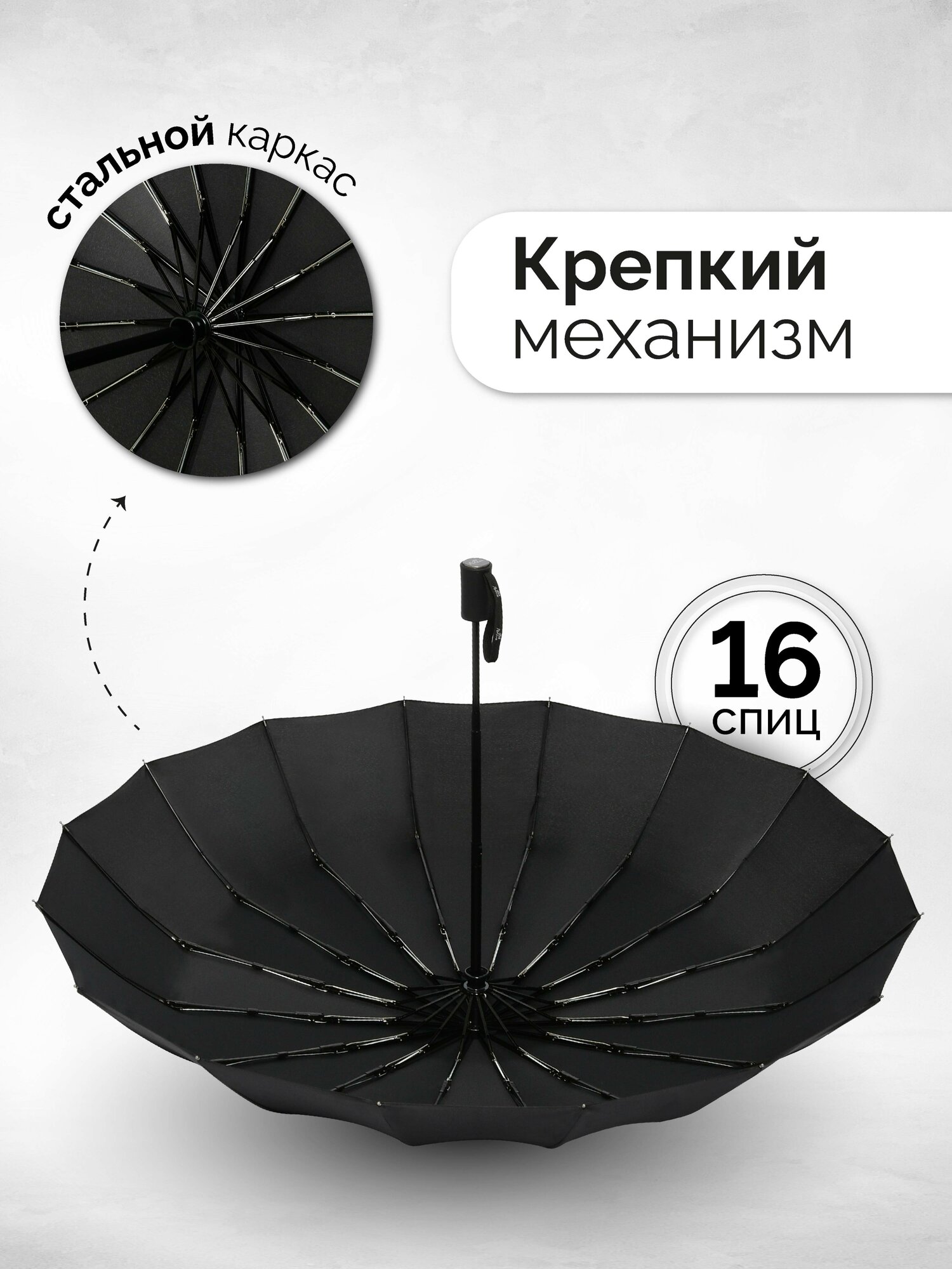 Зонт Popular, черный.. — фото 1