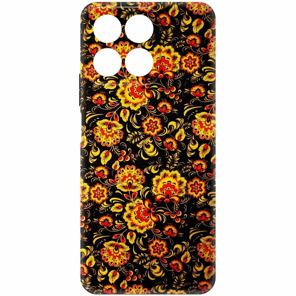 Чехол-накладка Krutoff Soft Case Хохлома для Honor X7c черный