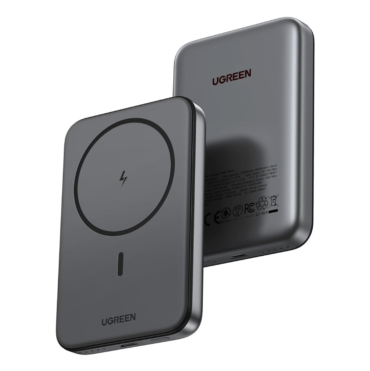 Внешний аккумулятор магнитный UGREEN PB561 (25519) 10000mAh, черный — фото 1