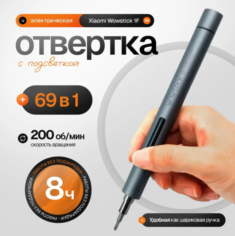 Электрическая отвертка Xiaomi Wowstick 1F+ 69 in 1 Global для точных работ