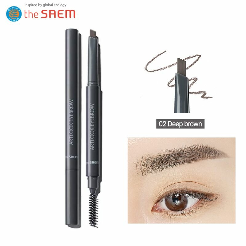 The Saem Saemmul Artlook Eyebrow ( 02 Deep Brown ), Карандаш для бровей с щеточкой, Корейская косметика