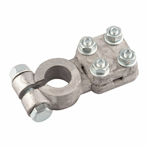 Клемма АКБ WB41 свинец усиленная минус (под зажим провода 2-мя прижим. планками посередине с 4-мя болтами М6 с гайками) (WB)