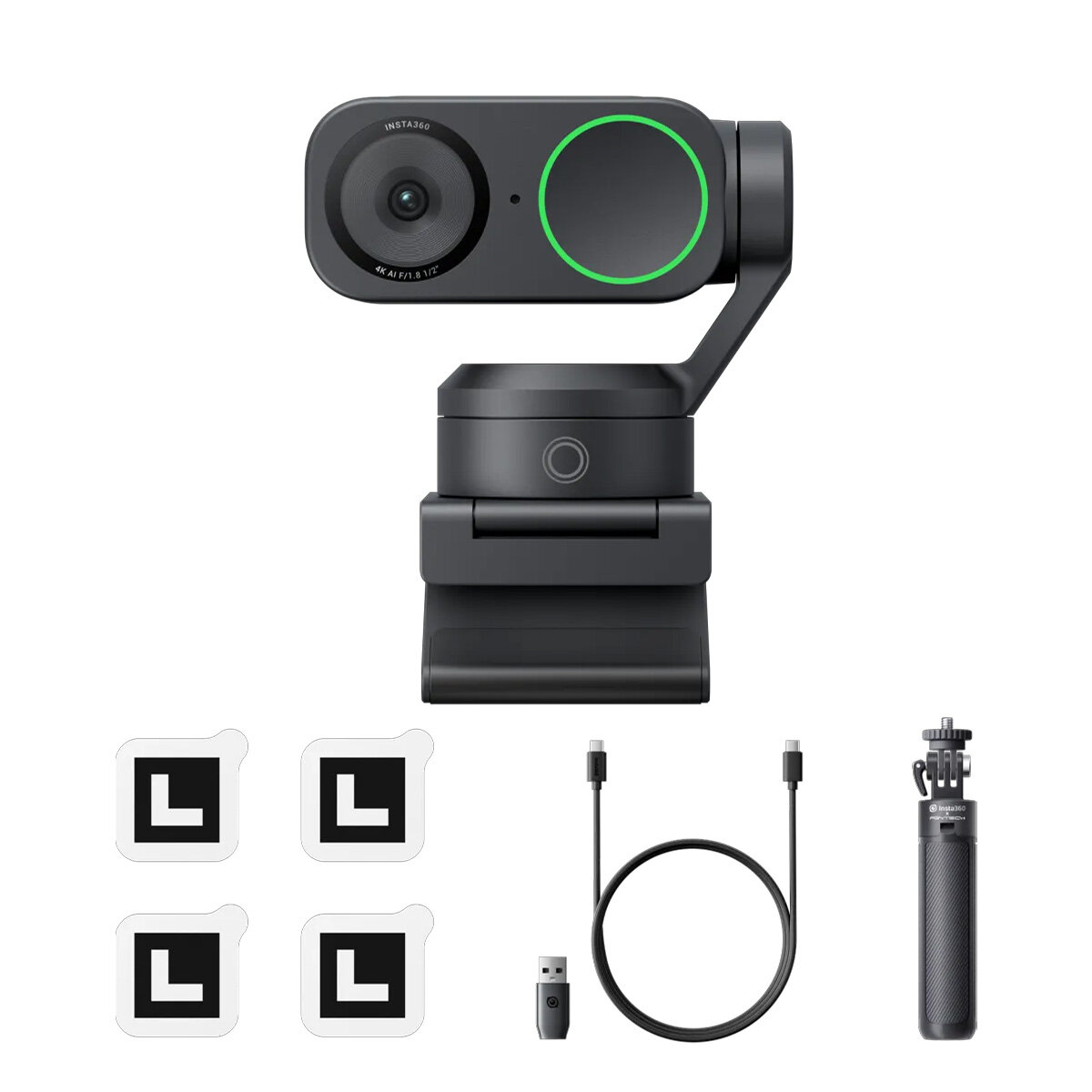 Insta360 Link 2 Tripod Bundle - PTZ 4K AI веб-камера для ПК/Mac, сенсор 1/2", для потоковой передачи, видеозвонков, игр