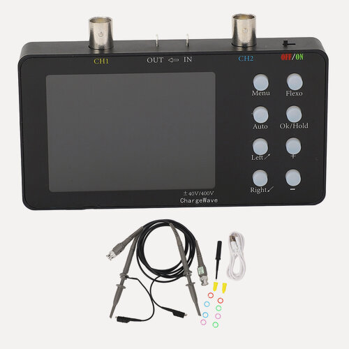 Изображение товара Цифровой осциллограф с 3,2-дюймовым ЖК-экраном, 2 канала, частотой дискретизации 50 МГц, полосой пропускания 10 МГц, USB, портативный, 5 В.