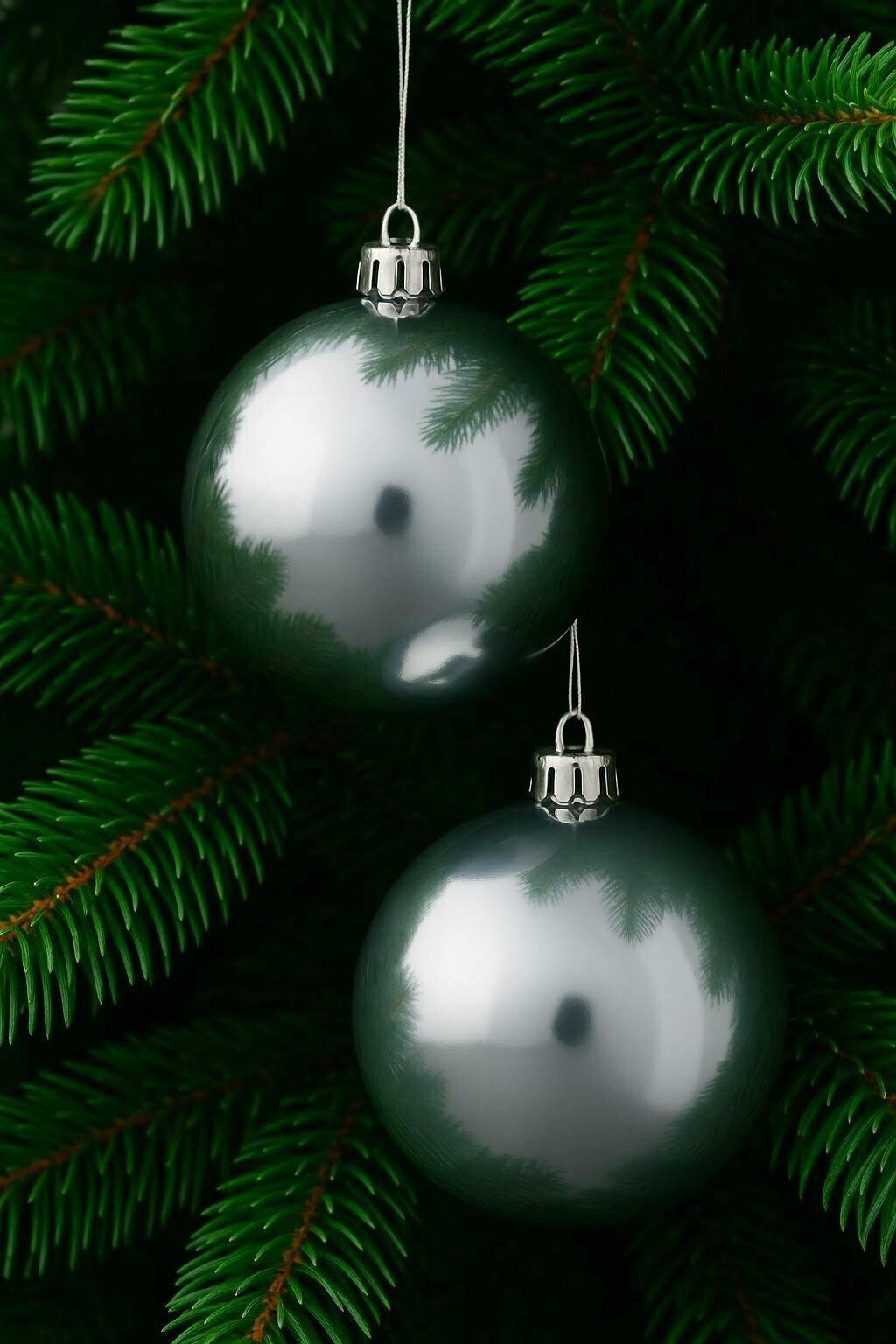 Шар на елку 15см, набор шаров 2шт, новогодние, стальной, Crystal Trees