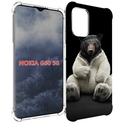 Чехол MyPads Медведь-бурый-белый для Nokia G60 5G задняя-панель-накладка-бампер