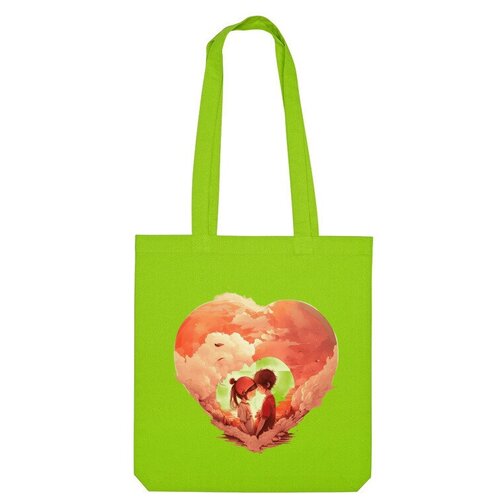 сумка воздушная любовь бежевый Сумка шоппер Us Basic, зеленый